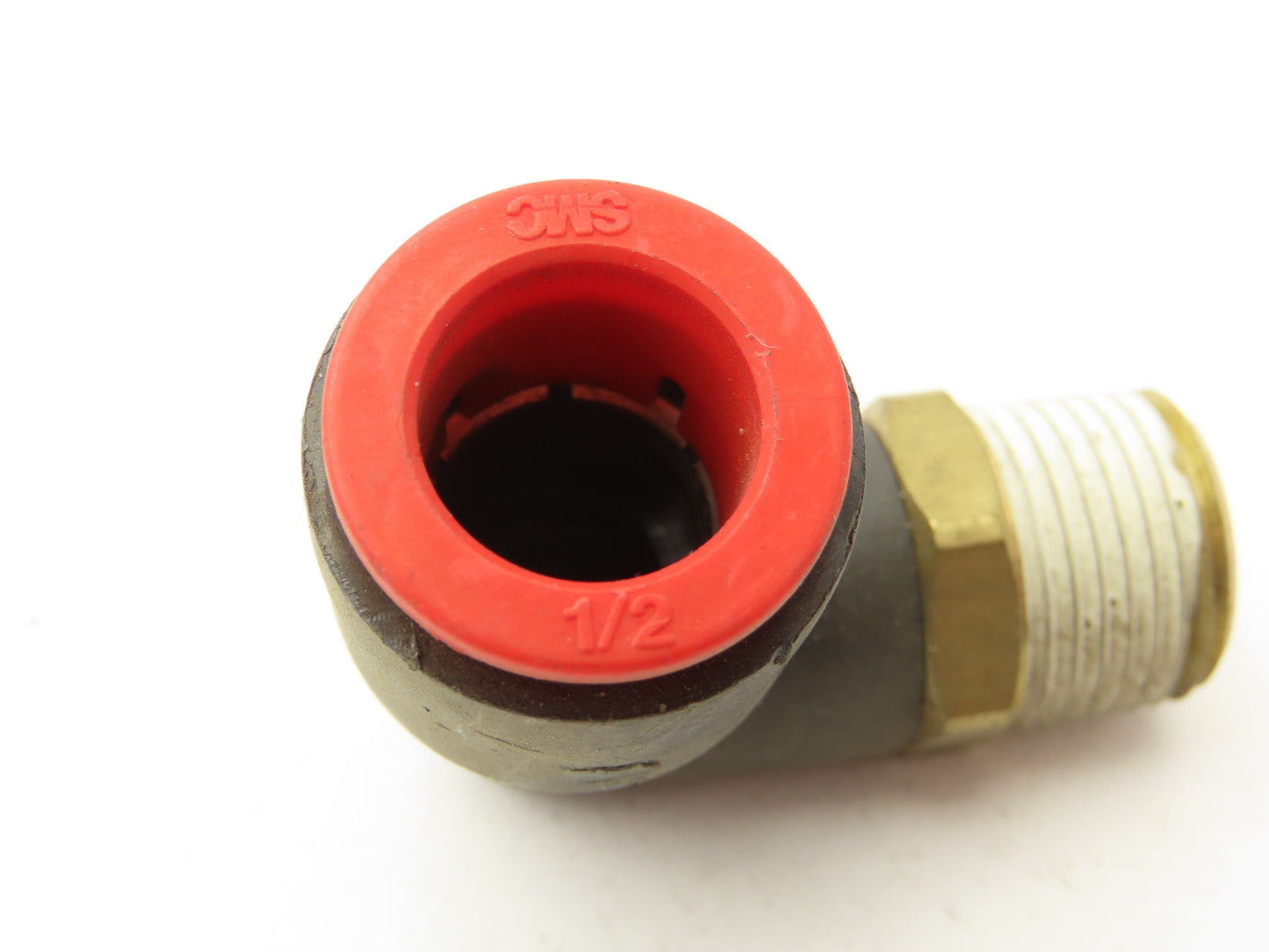 SMC Push to Connect Swivel Elbow 1/2" OD Tube x 3/8" NPT Plastic Brass Lot of 24