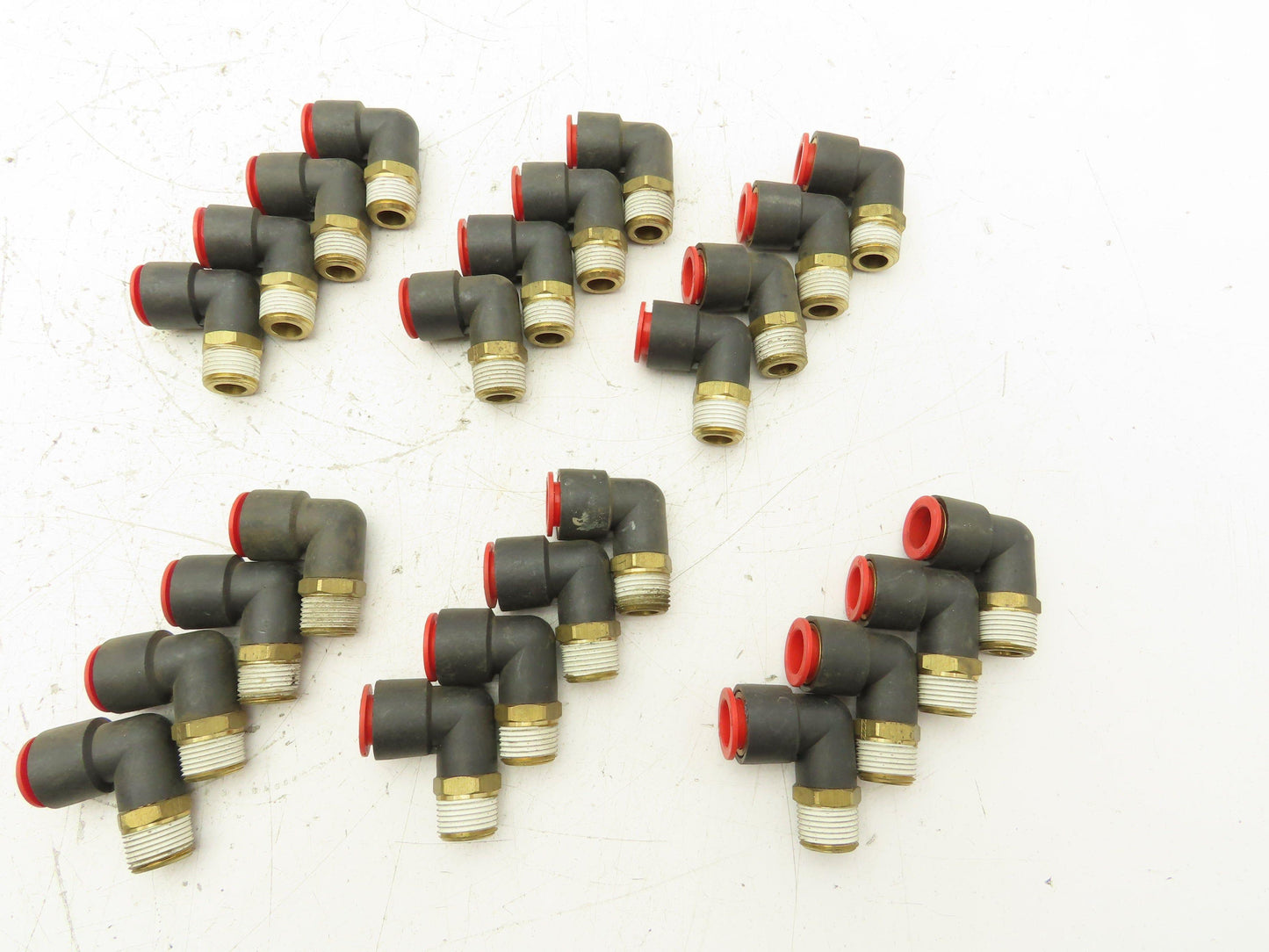 SMC Push to Connect Swivel Elbow 1/2" OD Tube x 3/8" NPT Plastic Brass Lot of 24