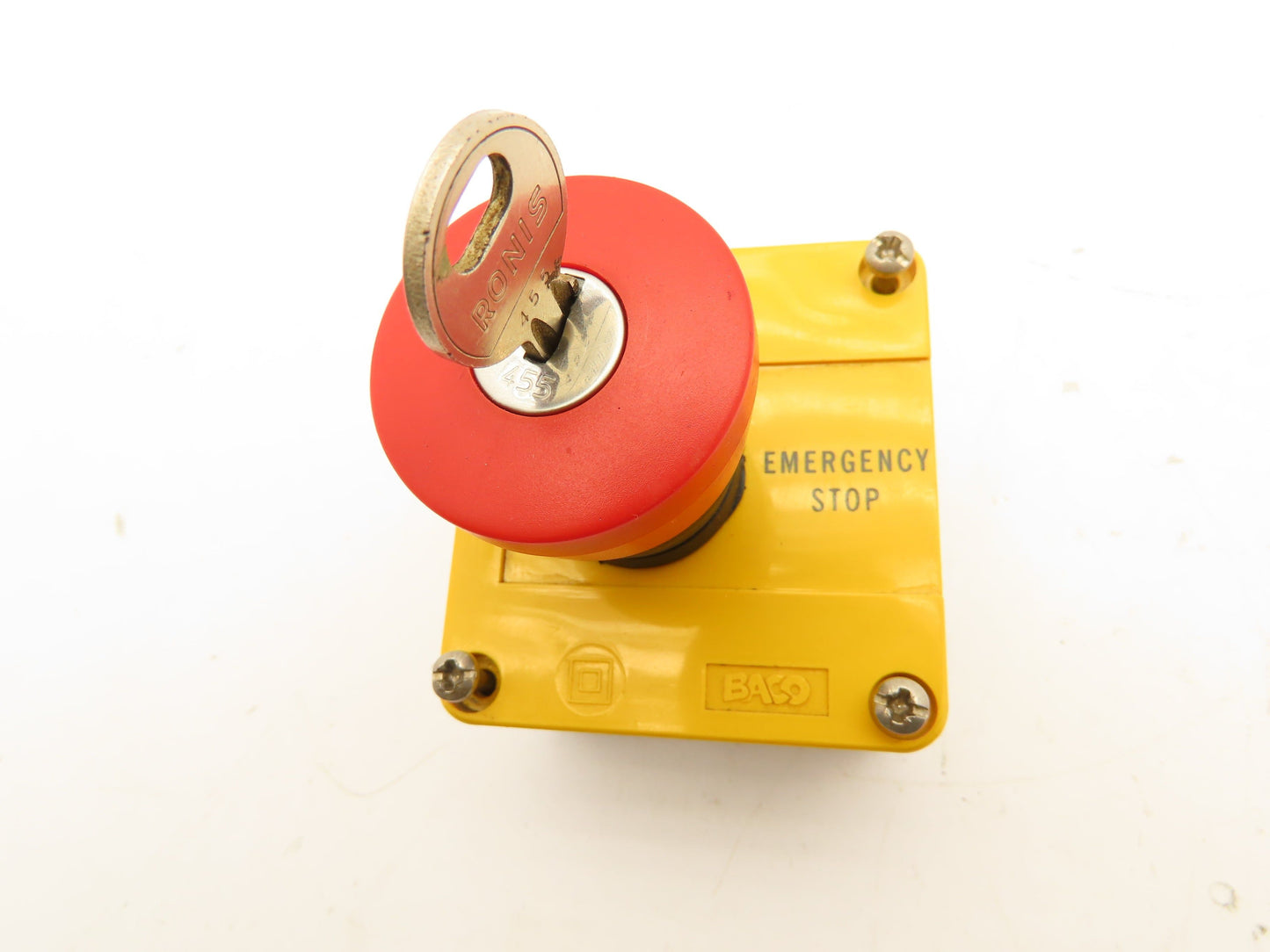 Baco LBX11302 Red E-Stop Key Reset Enclosure 3x3"