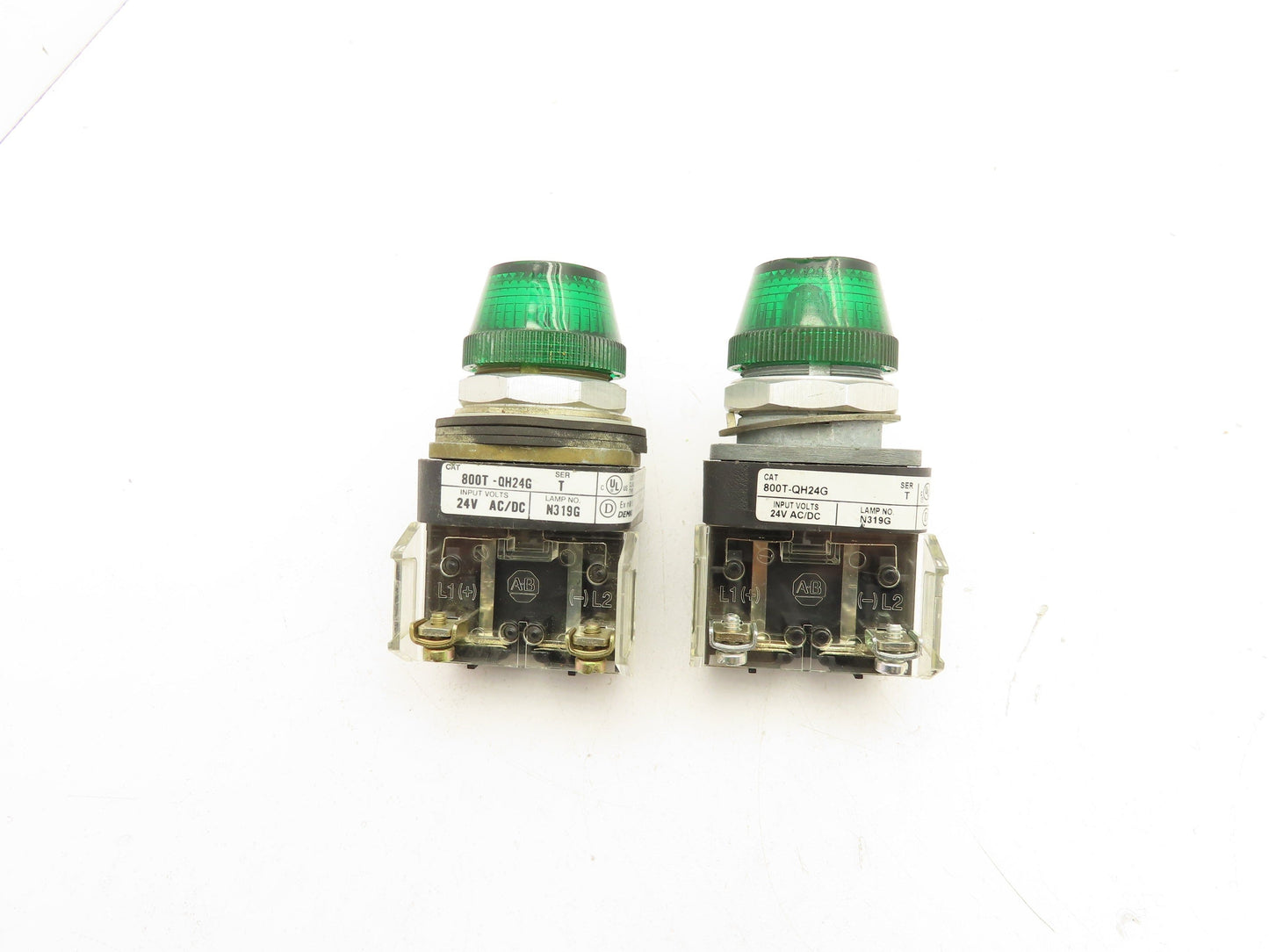 Allen Bradley 800T-QH24G Green Pilot Light 30mm Lot of 2