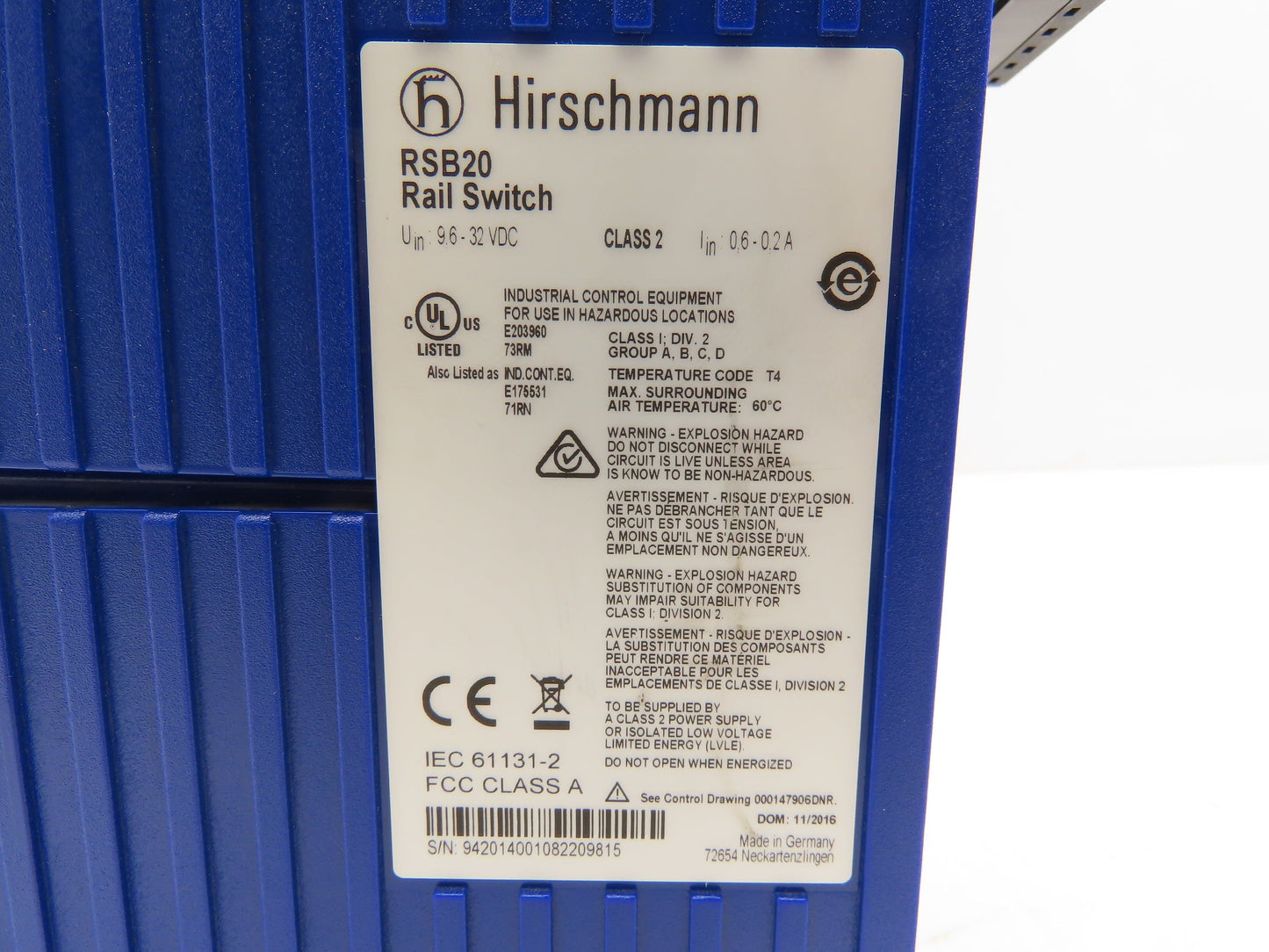 Hirschmann RSB20-0800T1T1SAABHH05.3.06 PLC Rail Switch Module