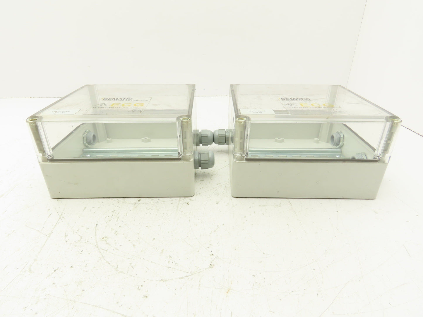 Hoffman 181810PCECC Polycarbonate Terminal Box 168.5x92mm Clear Cover Lot of 2