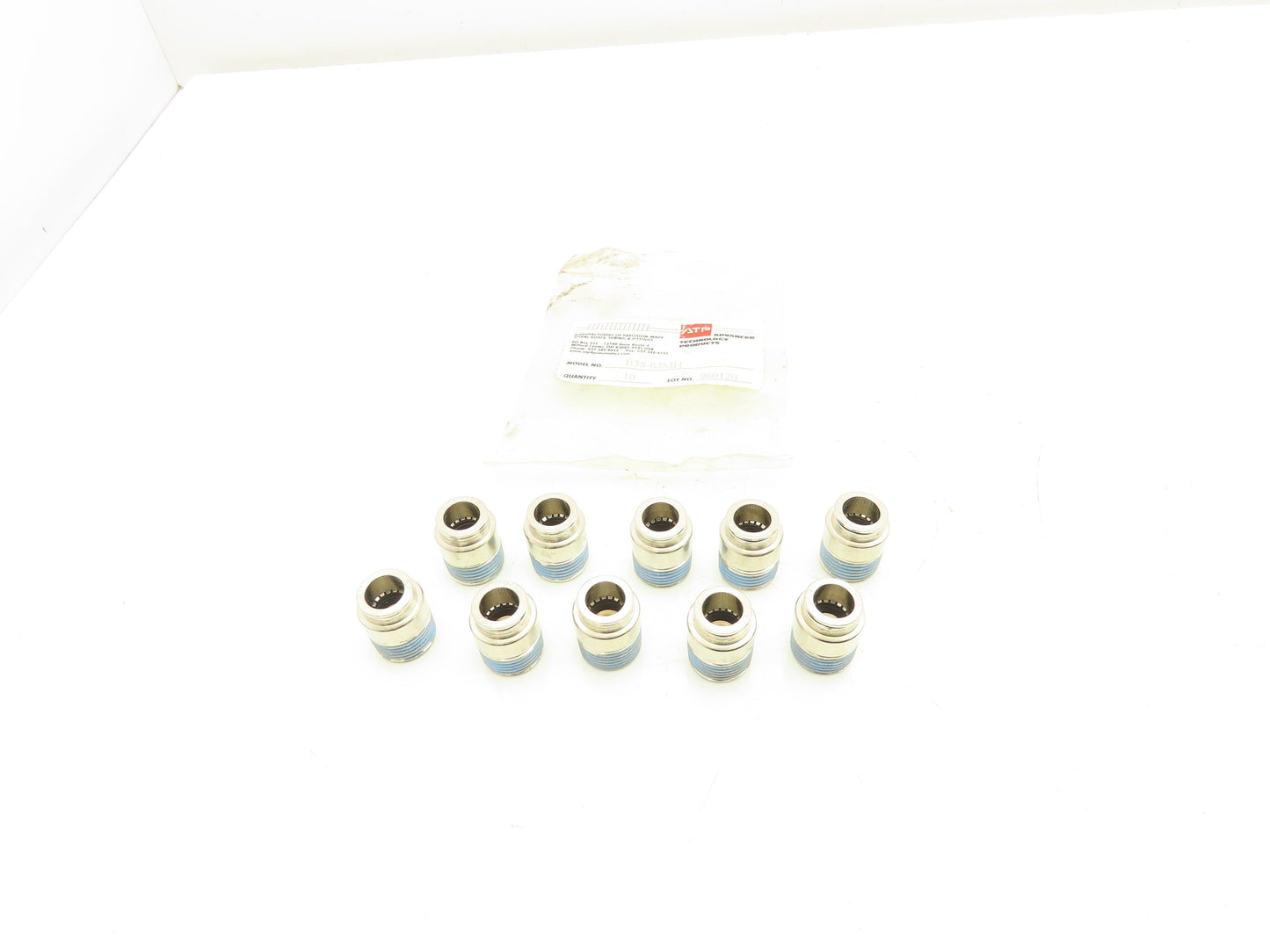 ATP B38-03MH Male Straight Fitting 3/8" Push Tube 3/8" Male NPT Brass Lot of 10