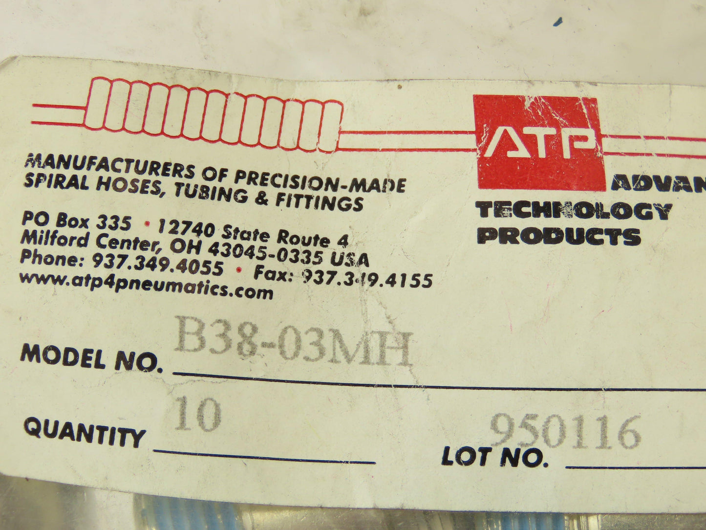 ATP B38-03MH Male Straight Fitting 3/8" Push Tube 3/8" Male NPT Brass Lot of 9