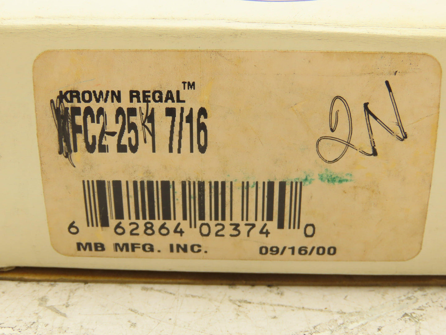 Krown Regal KFC2 25 1 7/16 2- Bolt Flange Mount Ball Bearing 1-7/16" Bore