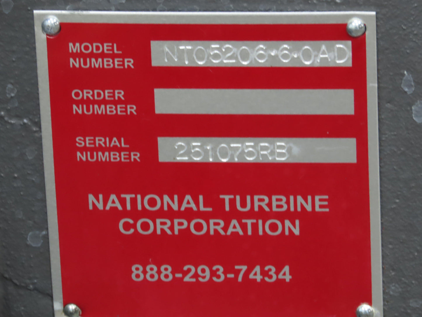 National Turbine NT05206-6-0AD Multistage Centrifugal Blower 40Hp Motor 230/460V