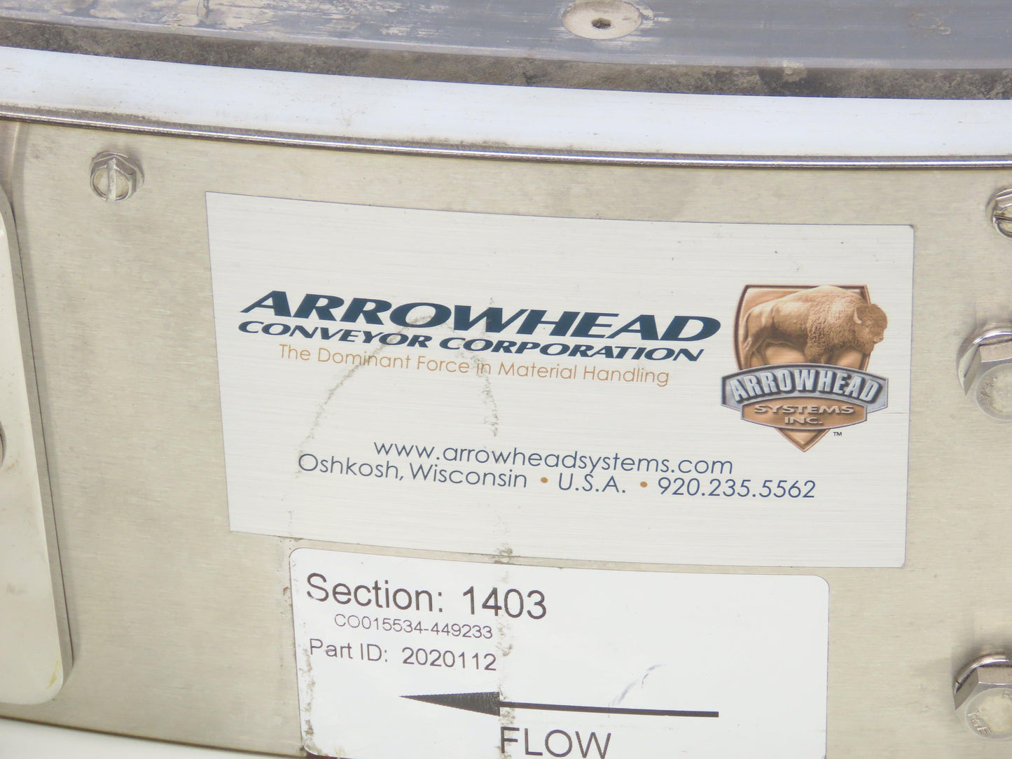 Arrowhead 7.5" Tabletop Belt Stainless Bottle Conveyor 45° Curve Section 24"L