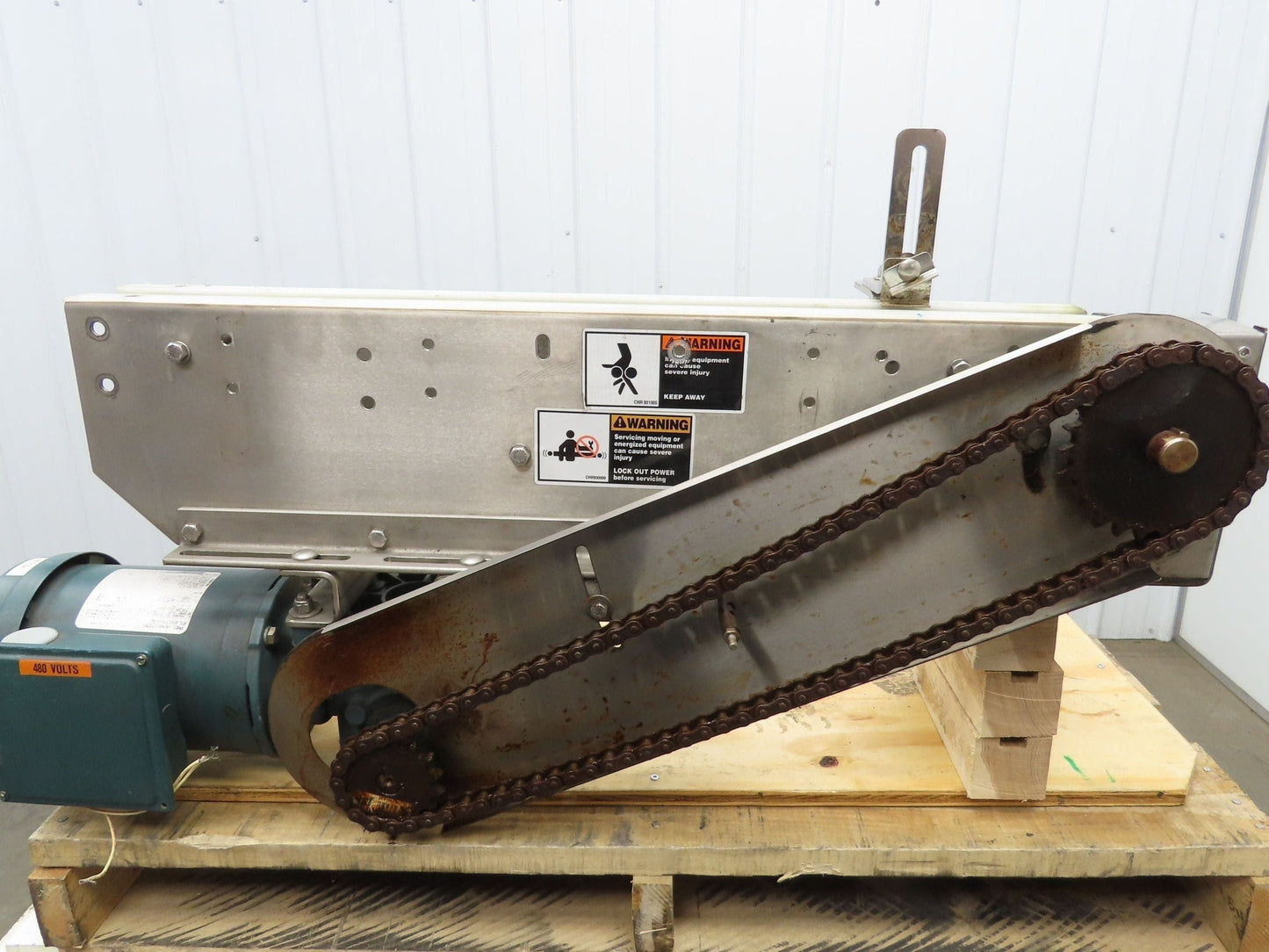 Arrowhead 3.25" Tabletop Belt Stainless Bottle Conveyor 36" Chain Drive 460V 3PH
