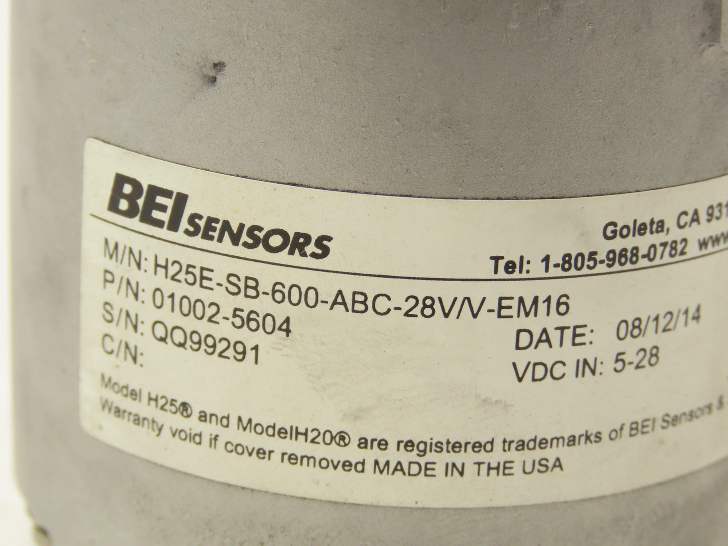 BEI Sensors H25E-SB-600-ABC-28V/V-EM16 Industrial Rotary Encoder 3/8" Shaft