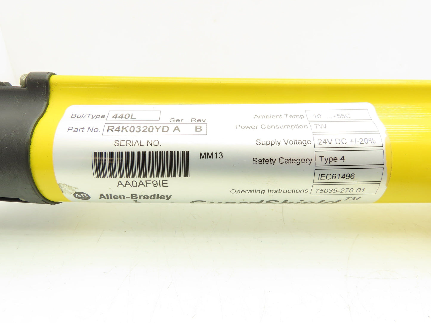 Allen Bradley R4K0320YD GuardMaster Safety Light Curtain Receiver 320mm