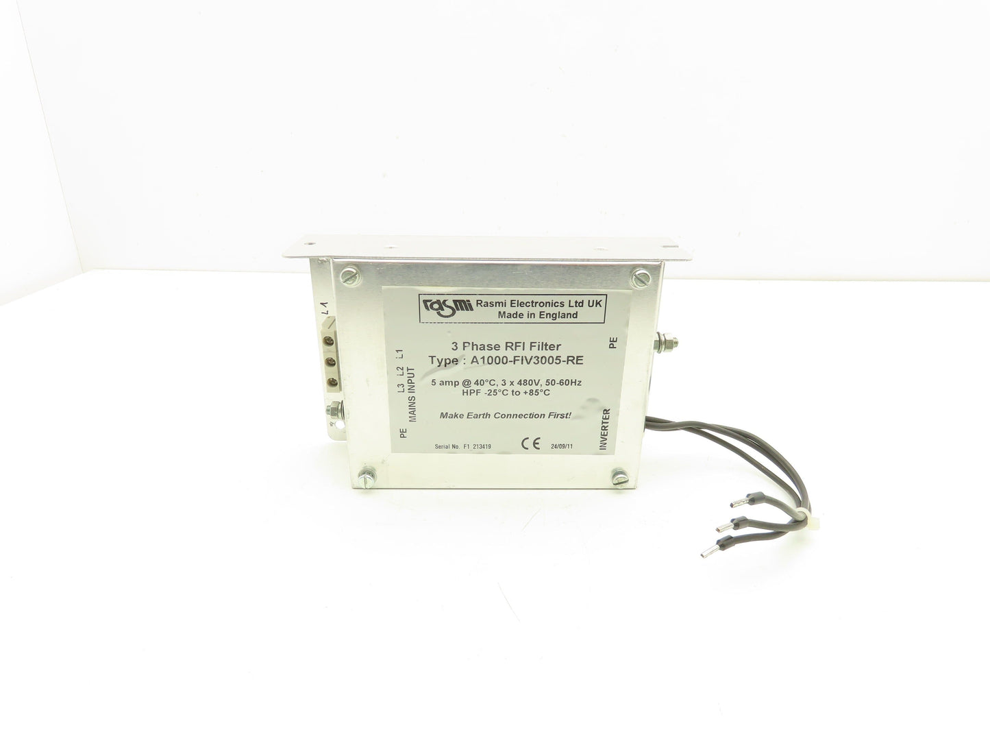 Rasmi A1000-FIV3005-RE RFI Power Line Filter 3PH 5A 480V