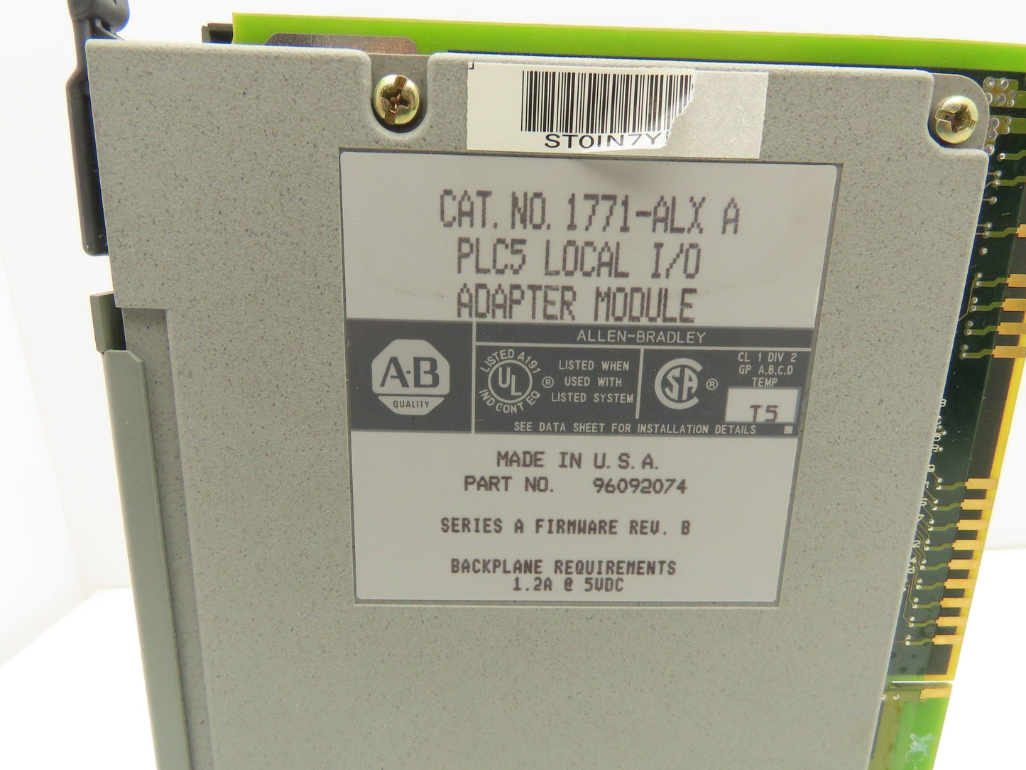 Allen Bradley 1771-ALX PLC Local I/O Adapter Module