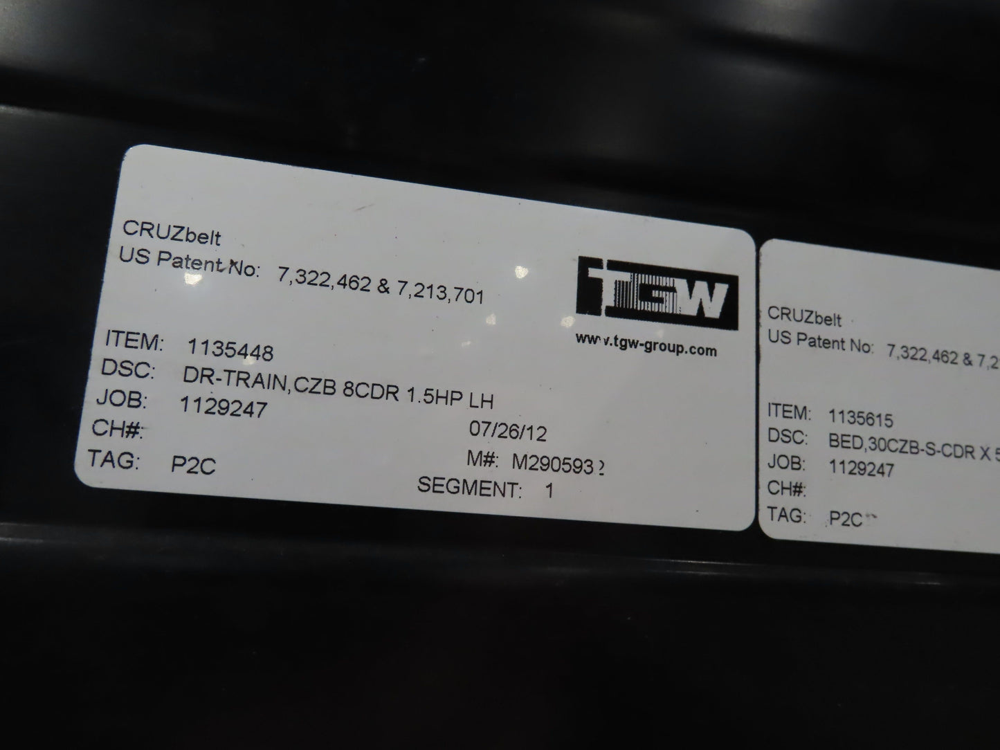 TGW CRUZ Incline Slider Bed 28" Belt Conveyor Variable Speed Drive 460V 17' 8"L