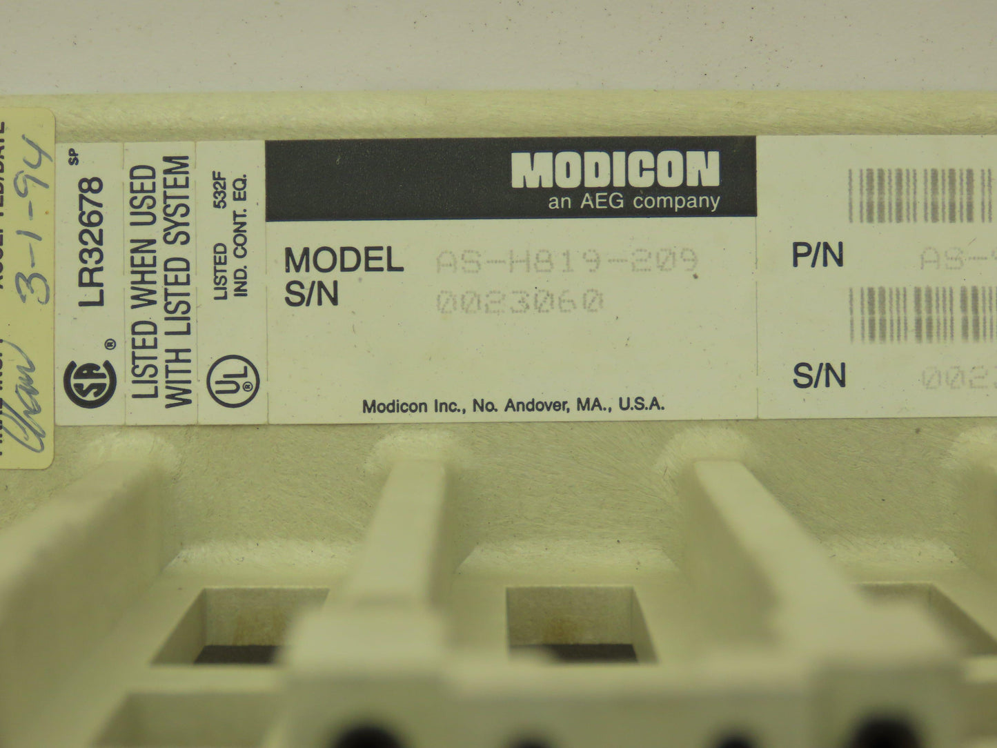 Modicon AS-H819-209 7-Slot Rack Chassis 984 Series
