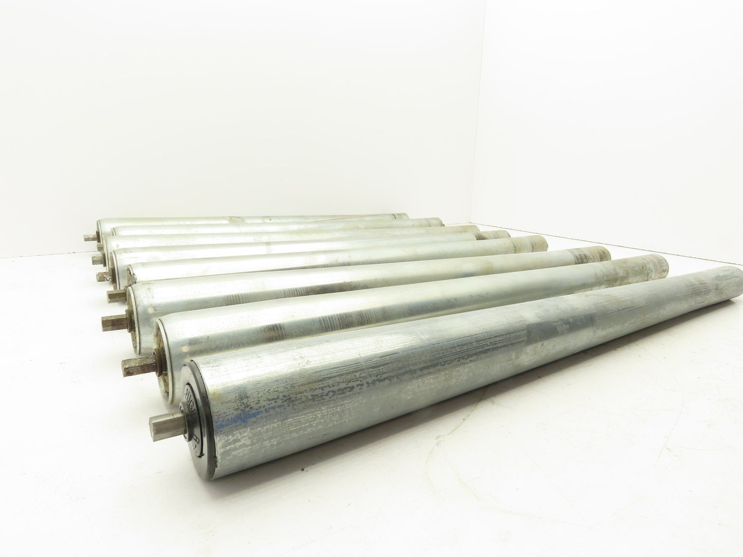 Curve Conveyor Tapered Roller 27"BF Galvanized Steel 7/16" Hex Axle Lot of 8