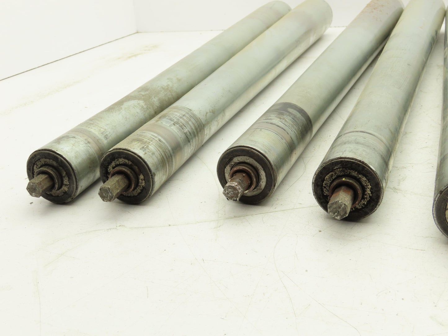 Curve Conveyor Tapered Roller 27"BF Galvanized Steel 7/16" Hex Axle Lot of 8