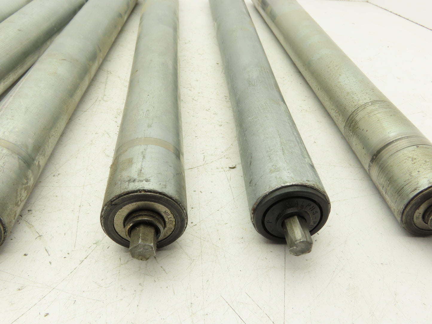 Curve Conveyor Tapered Roller 27"BF Galvanized Steel 7/16" Hex Axle Lot of 8