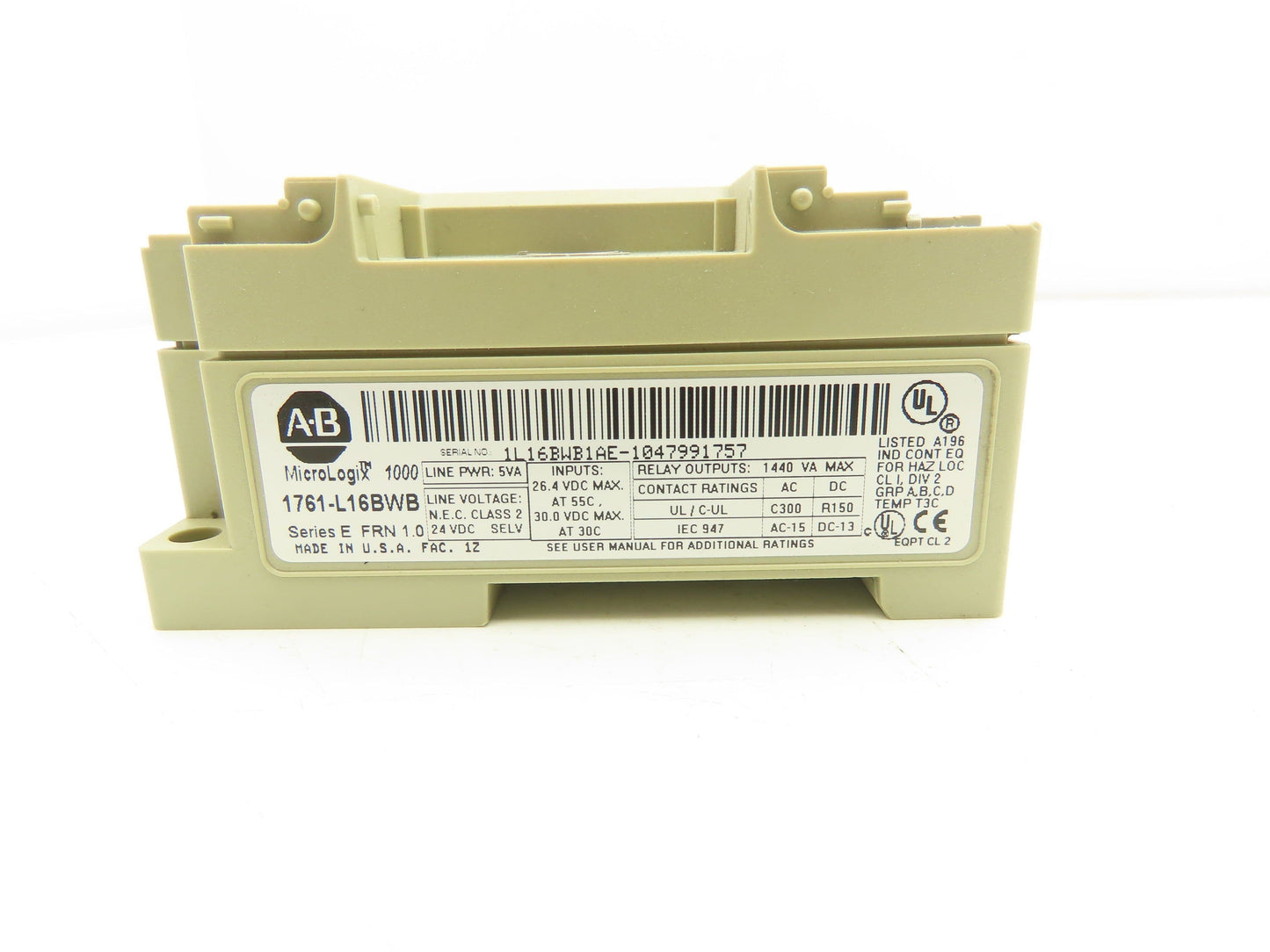 Allen Bradley 1761-L16BWB MicroLogix 1000 DC Input Relay Output Series E FRN 1.0