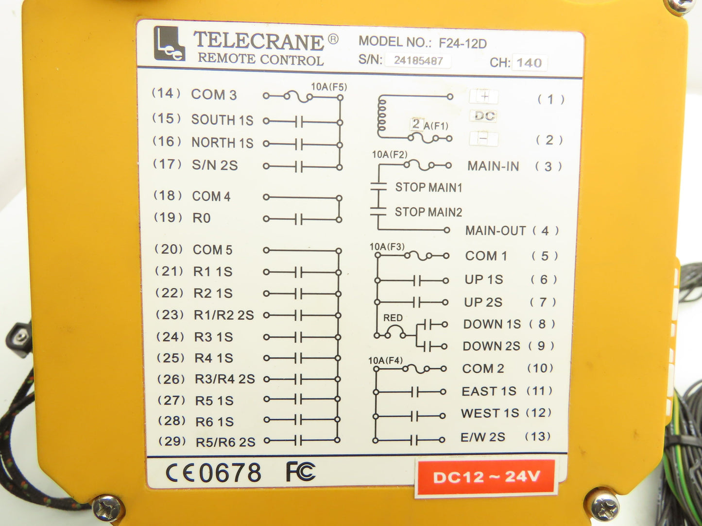 Telecrane F24-12D Overhead Crane & Hoist Wireless Remote Control System 2-Speed