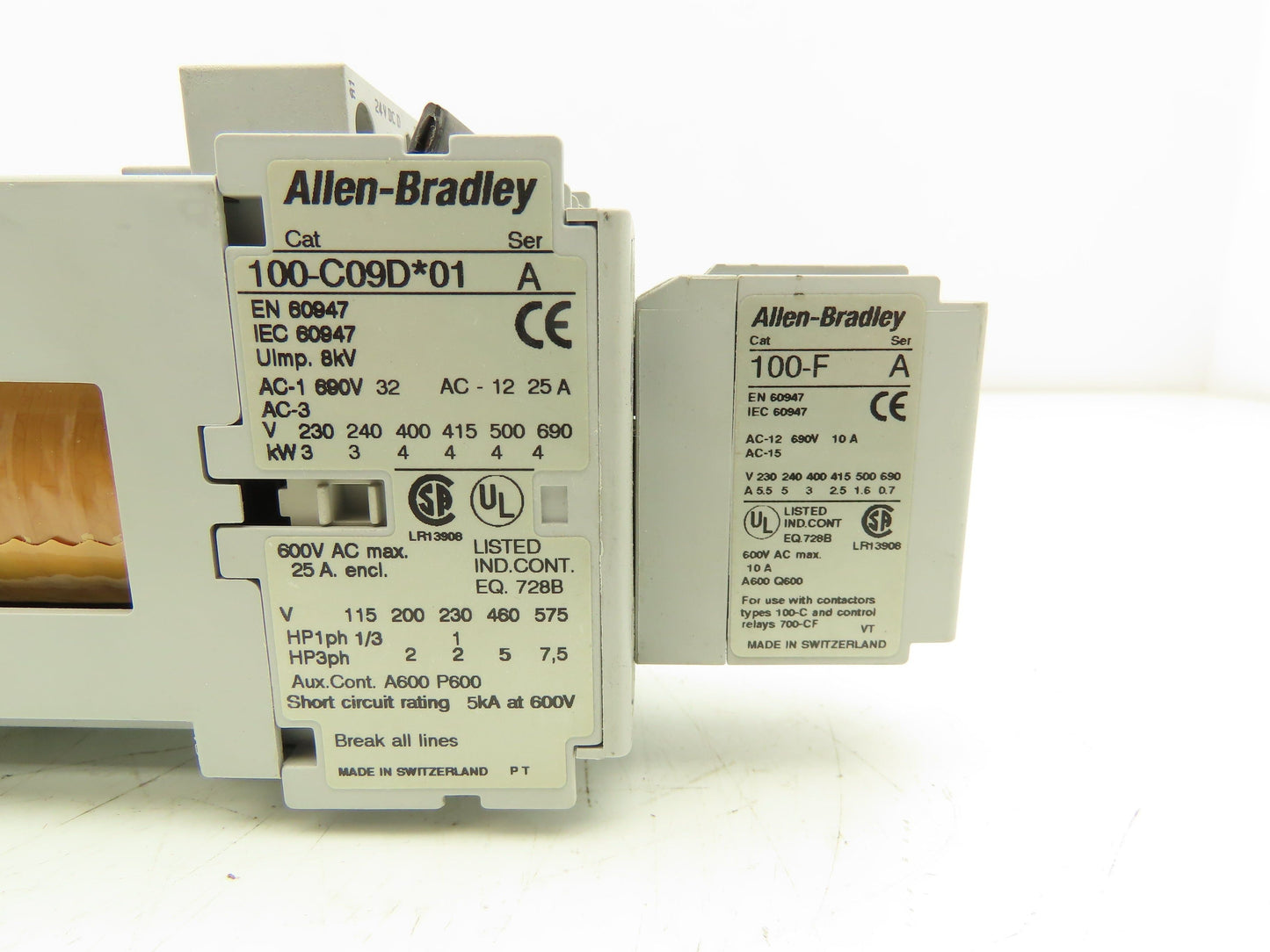 Allen Bradley 100-C09D*01 IEC Contactor 9A 3-Pole 24VDC Coil Aux 100-F Lot of 4