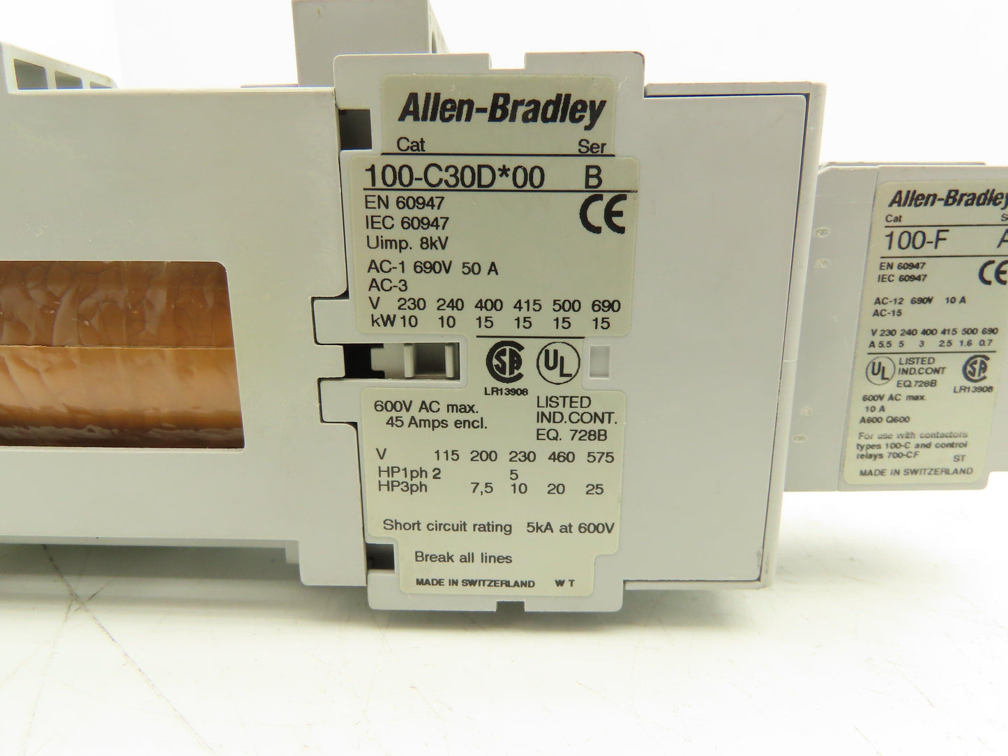 Allen Bradley 100-C30D*00 IEC Contactor 30A 3-Pole 600V 24VDC Coil Lot of 2