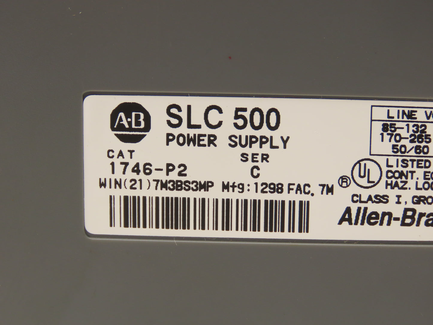 Allen Bradley 1746-P2 SLC 500 PLC Module Power Supply Series C