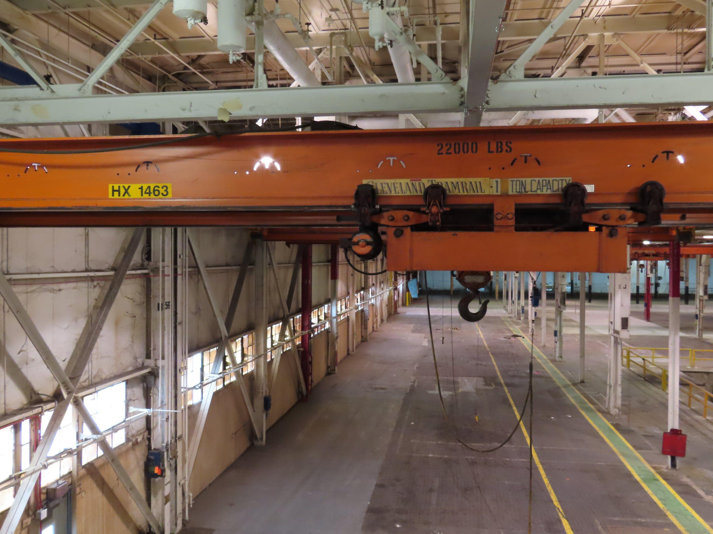 Cleveland Tramrail 11 Ton Double Girder Underhung Bridge Crane 34' 10" Span