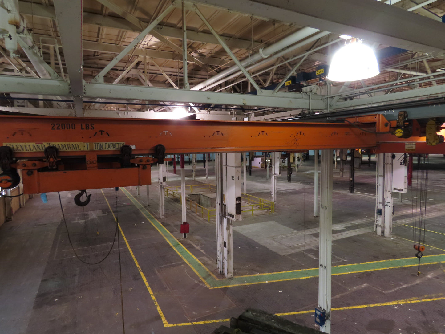 Cleveland Tramrail 11 Ton Double Girder Underhung Bridge Crane 34' 10" Span