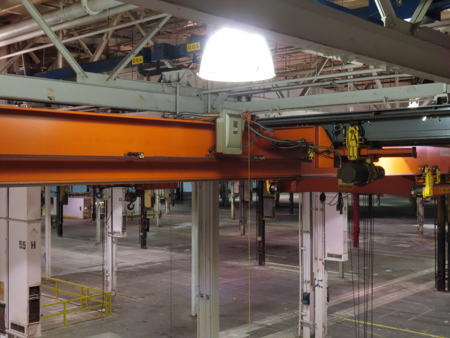 Cleveland Tramrail P&H 15 Ton Double Girder Underhung Bridge Crane 34' 10" Span