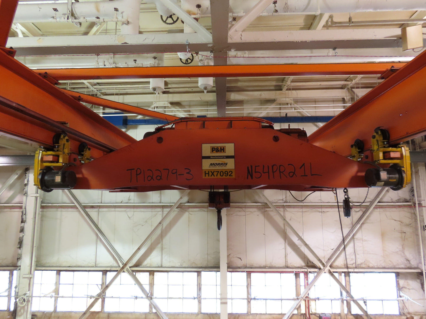 Cleveland Tramrail P&H 15 Ton Double Girder Underhung Bridge Crane 34' 10" Span