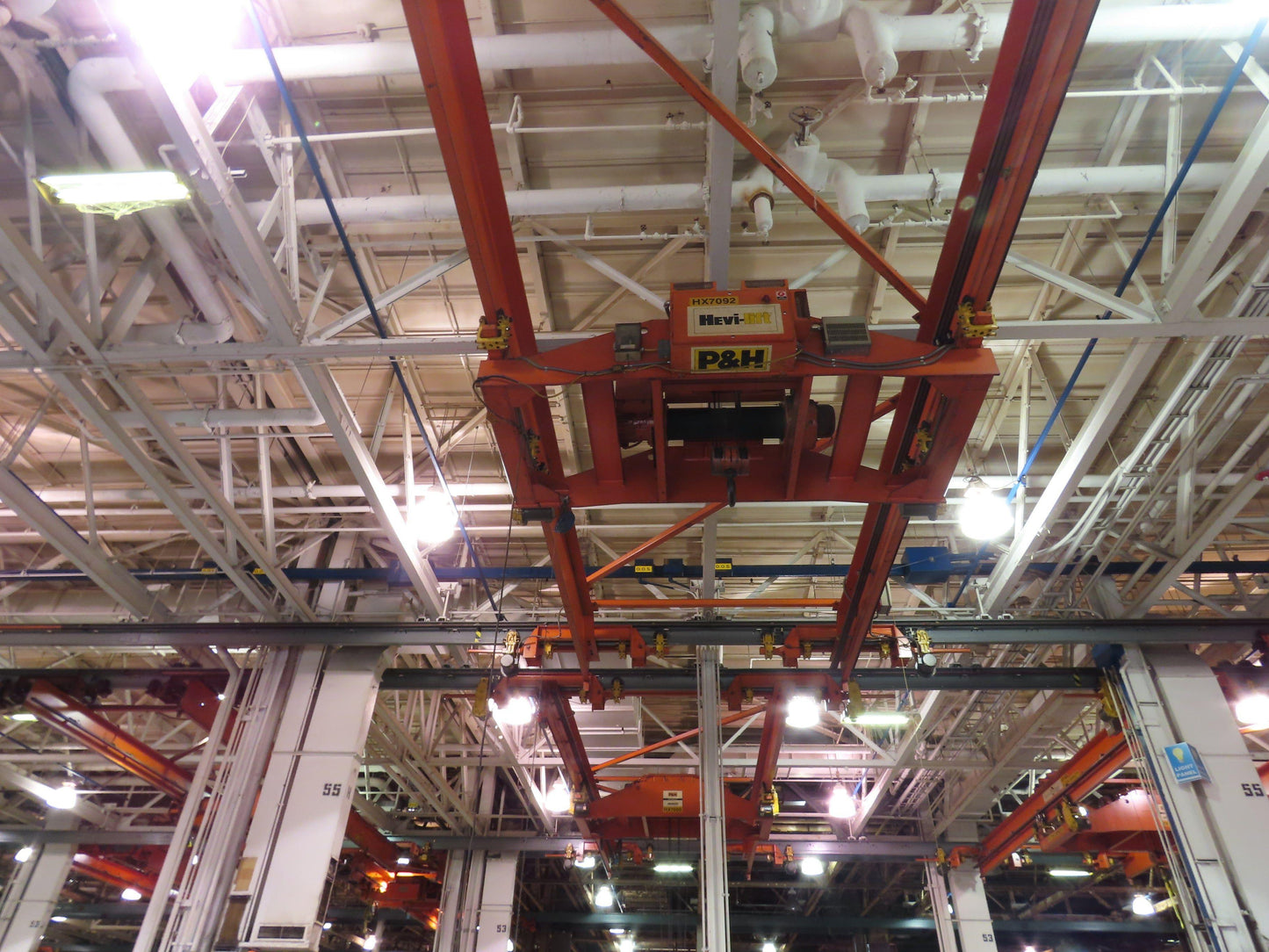 Cleveland Tramrail P&H 15 Ton Double Girder Underhung Bridge Crane 34' 10" Span