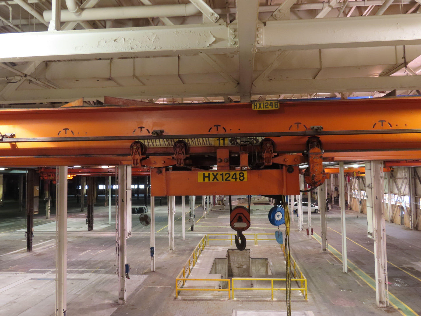 Cleveland Tramrail P&H 11 Ton Double Girder Underhung Bridge Crane 34' 10" Span