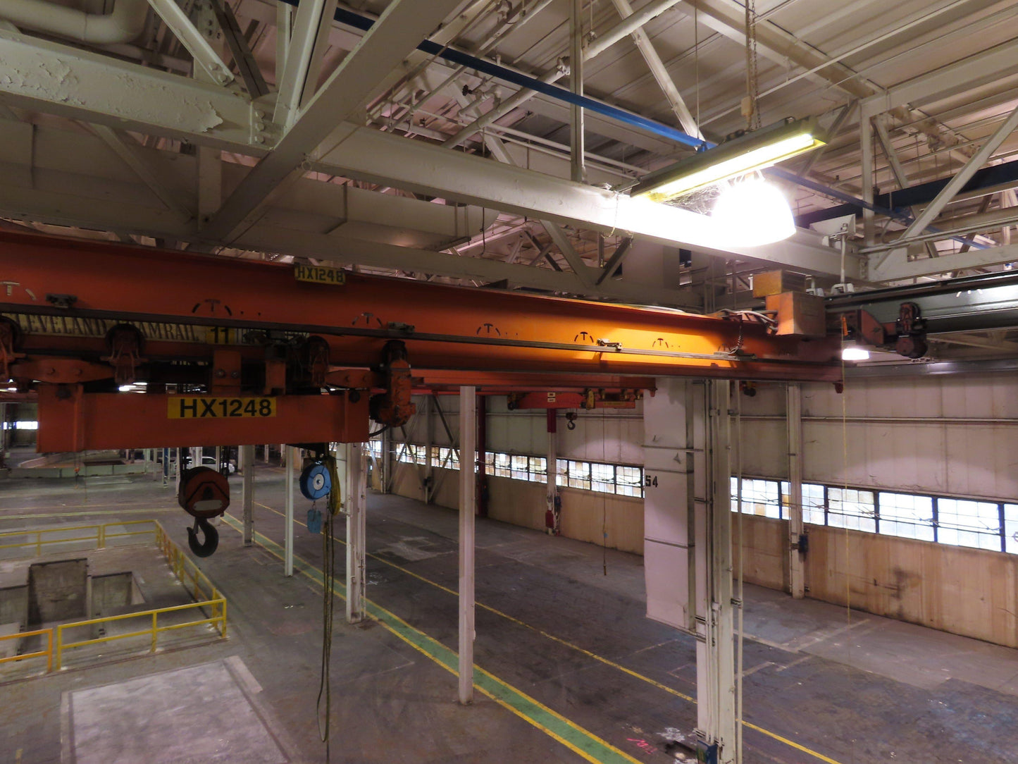 Cleveland Tramrail P&H 11 Ton Double Girder Underhung Bridge Crane 34' 10" Span