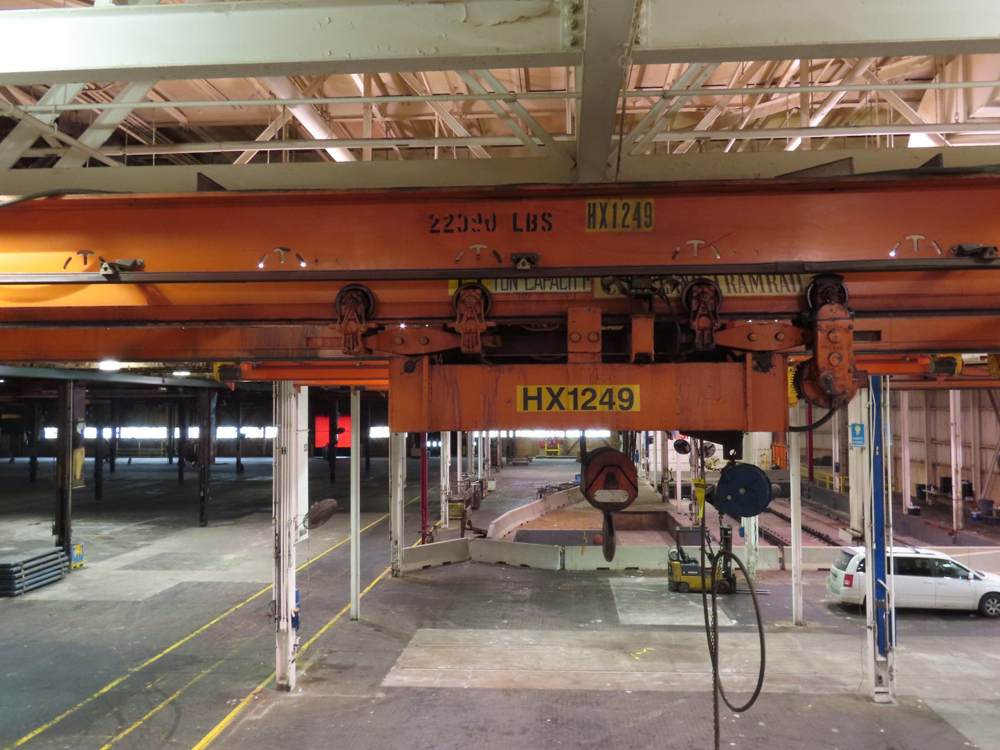 Cleveland Tramrail P&H 15 Ton Double Girder Underhung Bridge Crane 34' 10" Span