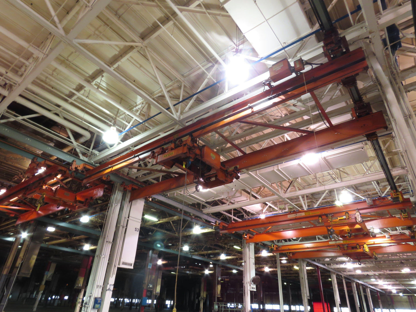 Cleveland Tramrail P&H 15 Ton Double Girder Underhung Bridge Crane 34' 10" Span
