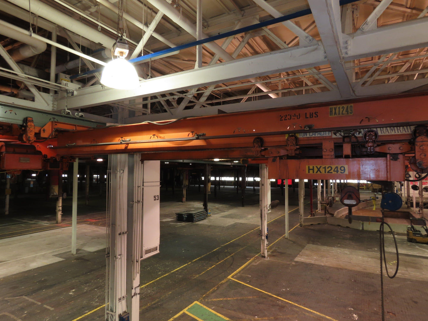 Cleveland Tramrail P&H 15 Ton Double Girder Underhung Bridge Crane 34' 10" Span