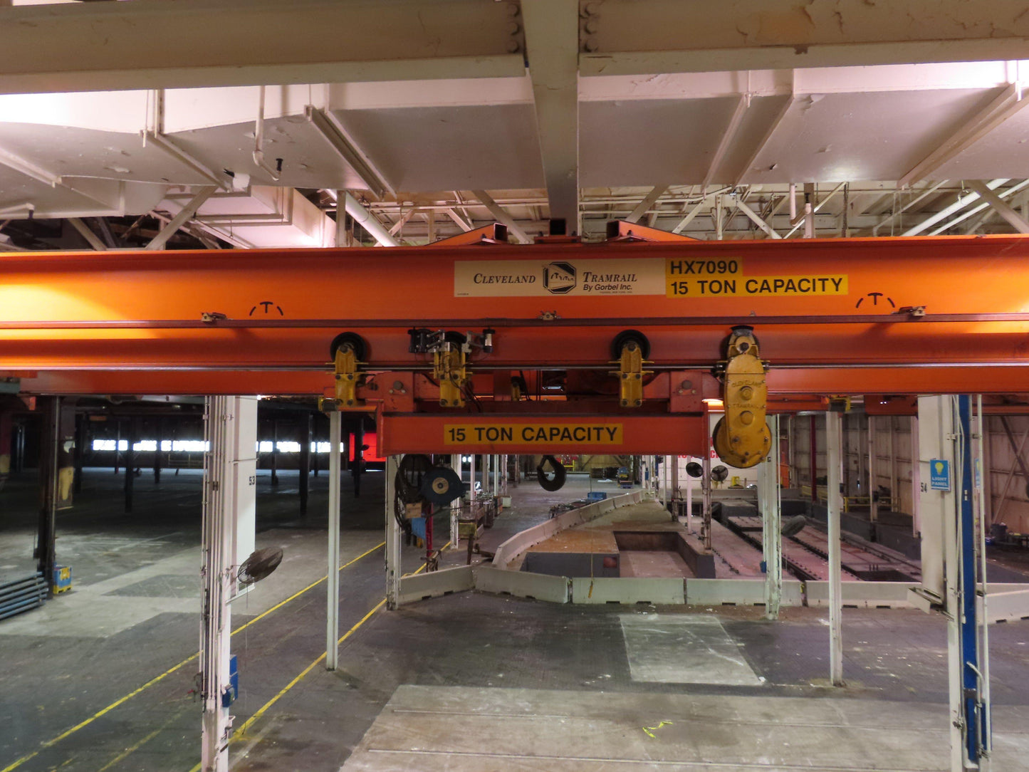 Cleveland Tramrail P&H 15 Ton Double Girder Bridge Crane 34' 10" Span w/Remote