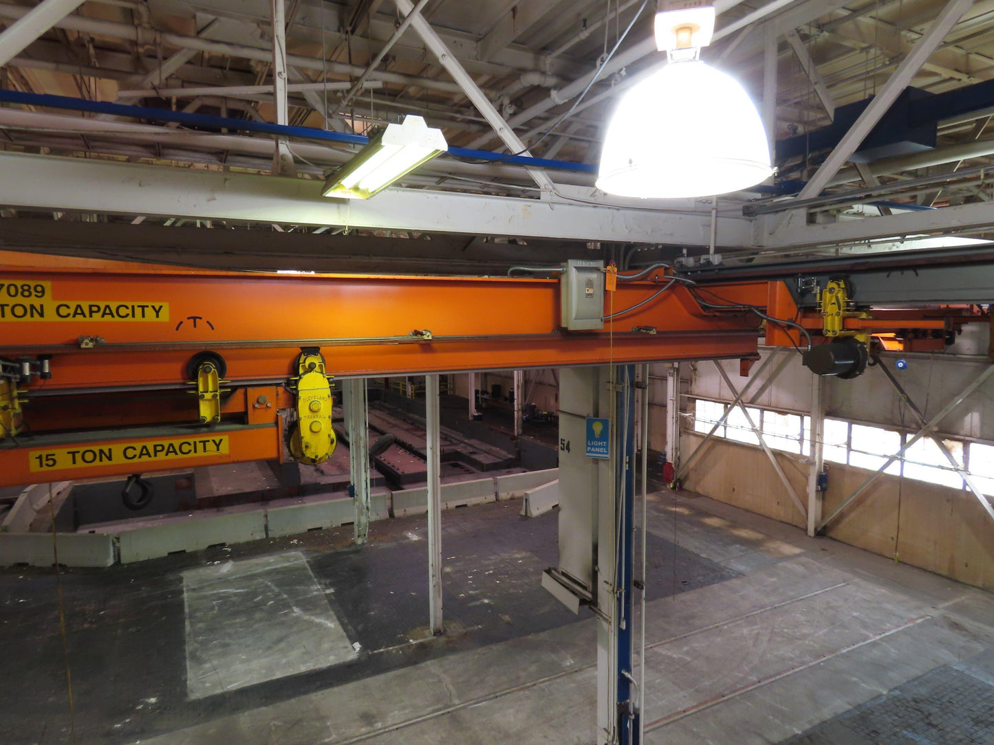 Cleveland Tramrail P&H 15 Ton Double Girder Underhung Bridge Crane 34' 10" Span