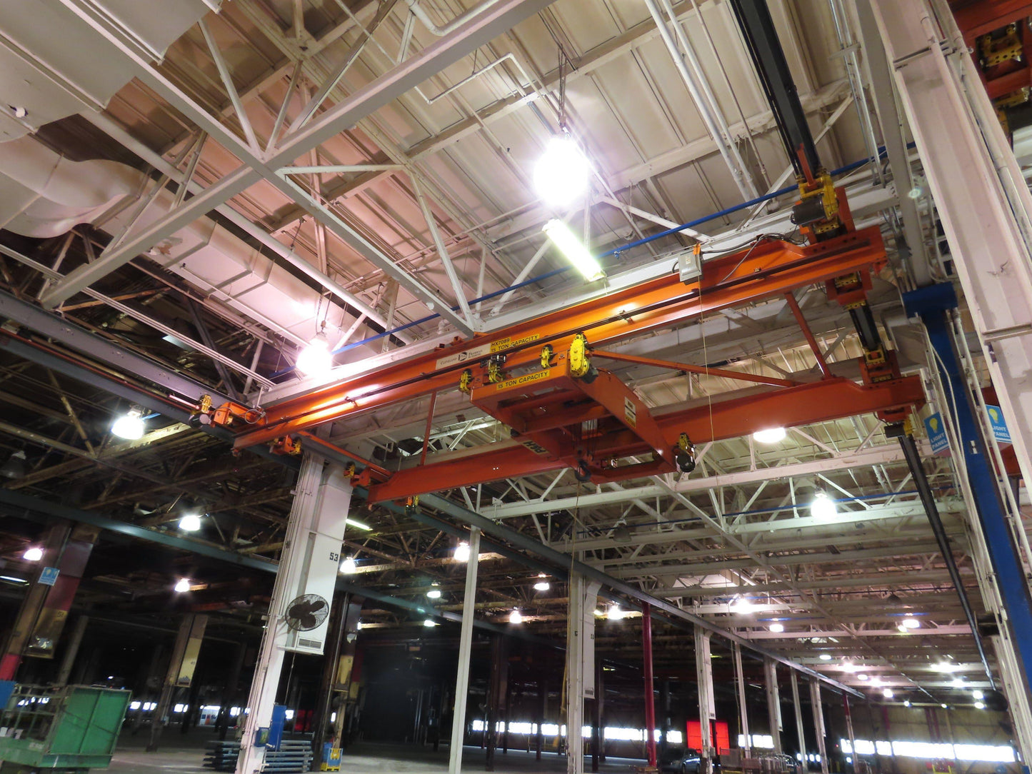 Cleveland Tramrail P&H 15 Ton Double Girder Underhung Bridge Crane 34' 10" Span