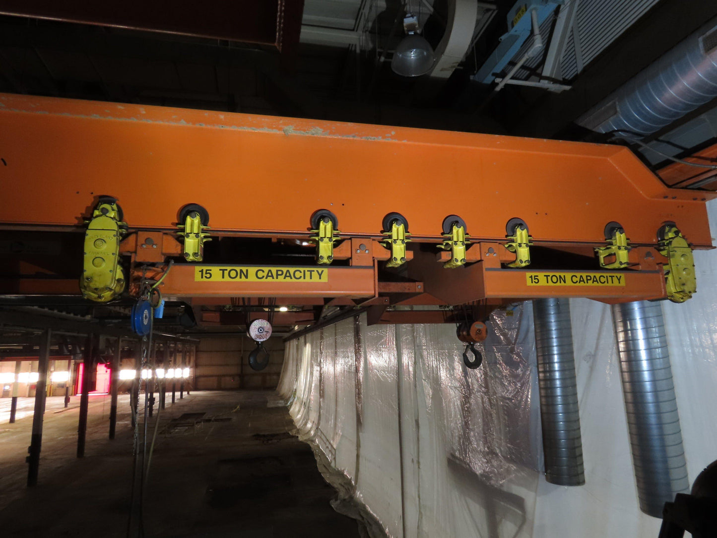 Cleveland Tramrail P&H 15 Ton Double Girder Bridge Crane 45' Span 2-Hoists