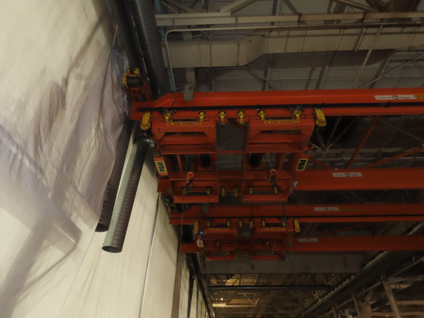 Cleveland Tramrail P&H 15 Ton Double Girder Bridge Crane 45' Span 2-Hoists