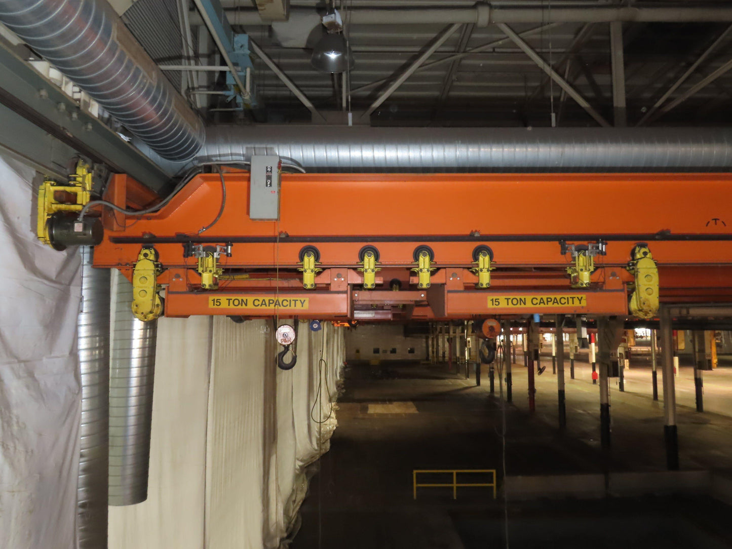 Cleveland Tramrail P&H 15 Ton Double Girder Bridge Crane 45' Span 2-Hoists