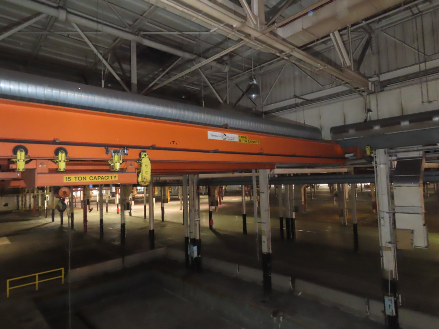 Cleveland Tramrail P&H 15 Ton Double Girder Bridge Crane 45' Span 2-Hoists