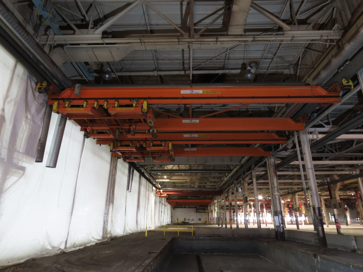 Cleveland Tramrail P&H 15 Ton Double Girder Bridge Crane 45' Span 2-Hoists