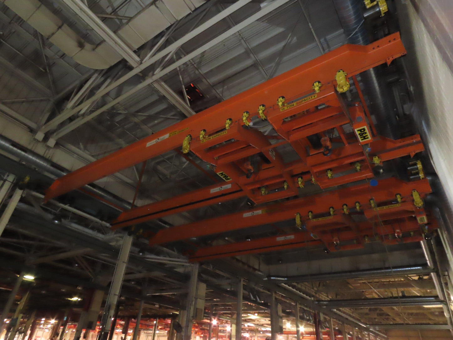 Cleveland Tramrail P&H 15 Ton Double Girder Bridge Crane 45' Span 2-Hoists