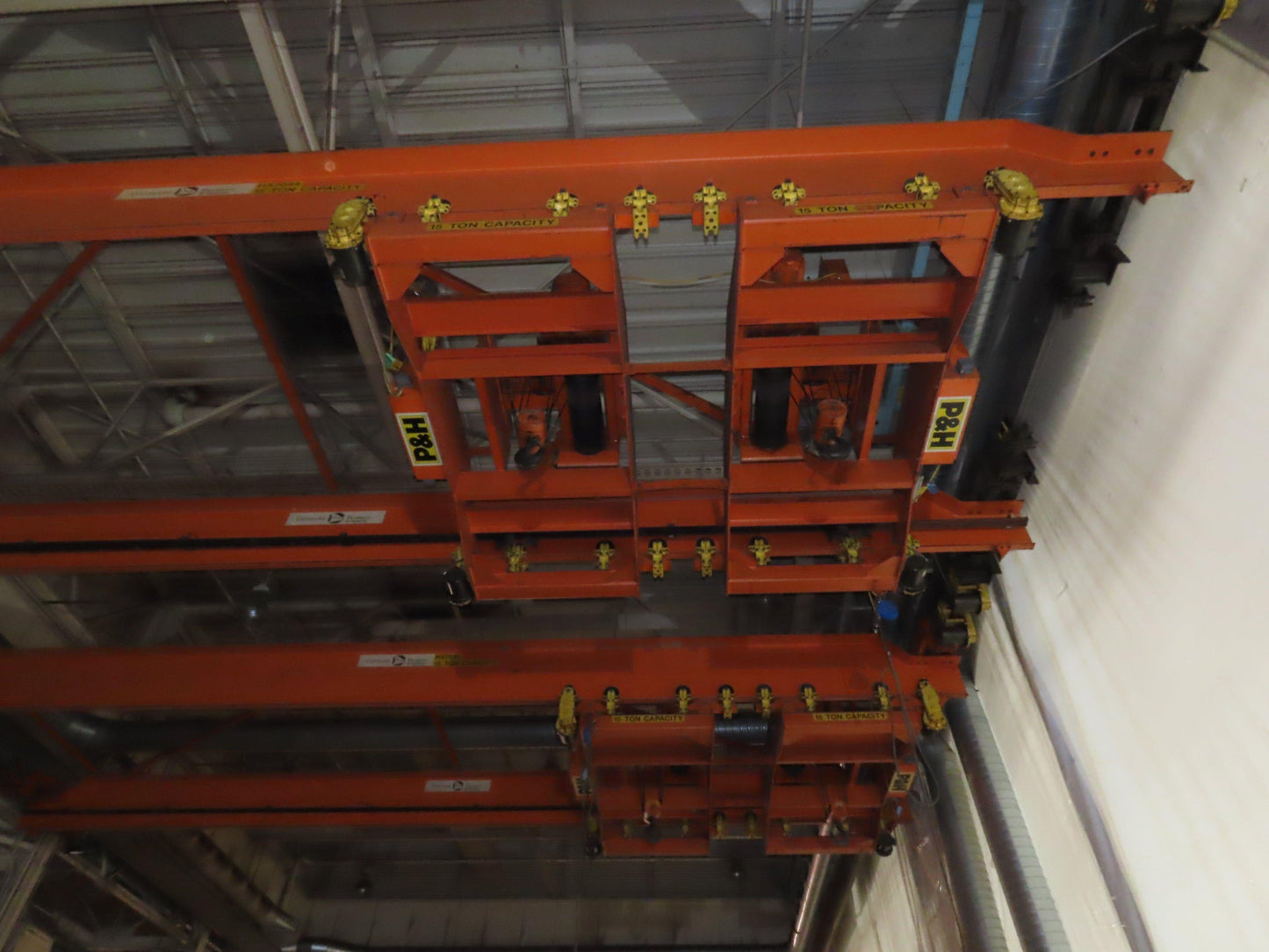 Cleveland Tramrail P&H 15 Ton Double Girder Bridge Crane 45' Span 2-Hoists