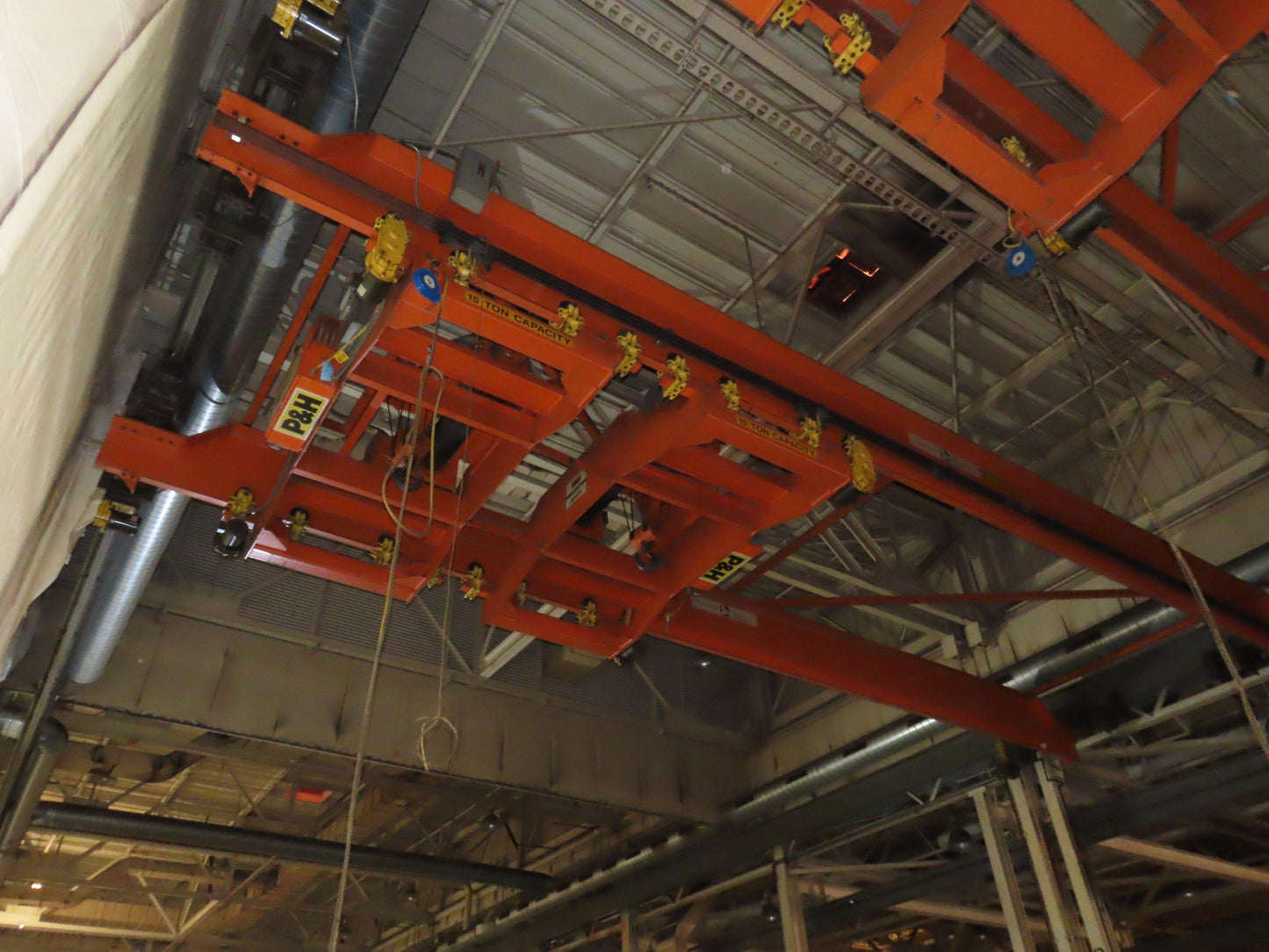 Cleveland Tramrail P&H 15 Ton Double Girder Bridge Crane 45' Span 2-Hoists