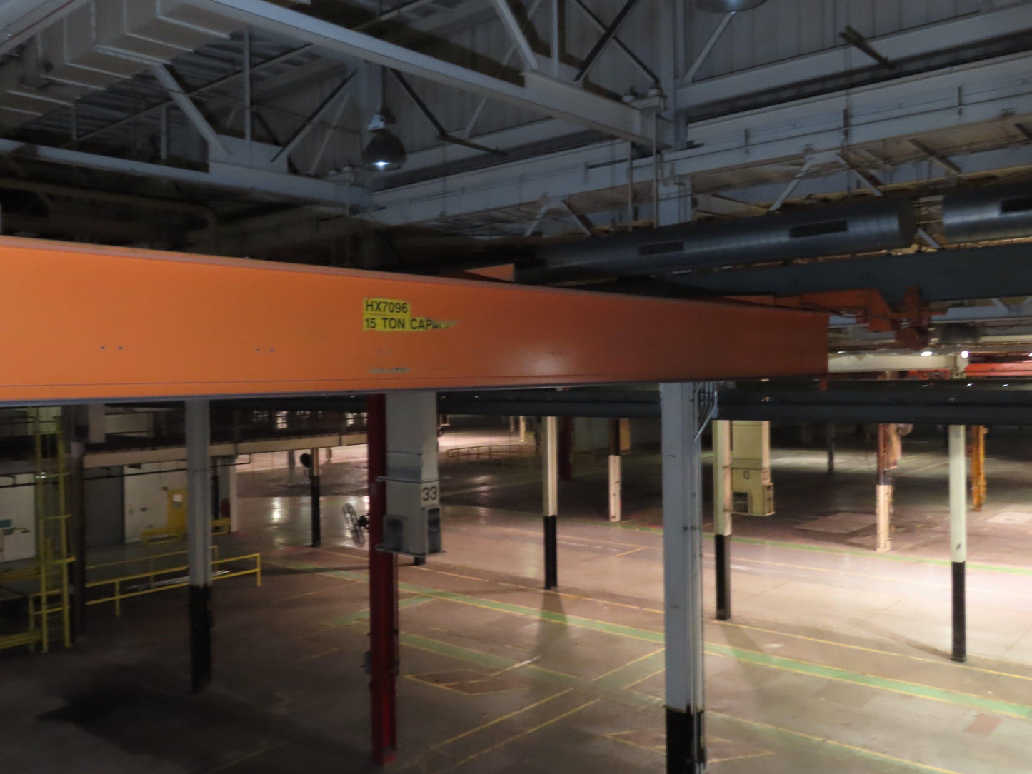 Cleveland Tramrail P&H 15 Ton Double Girder Underhung Bridge Crane 45' Span