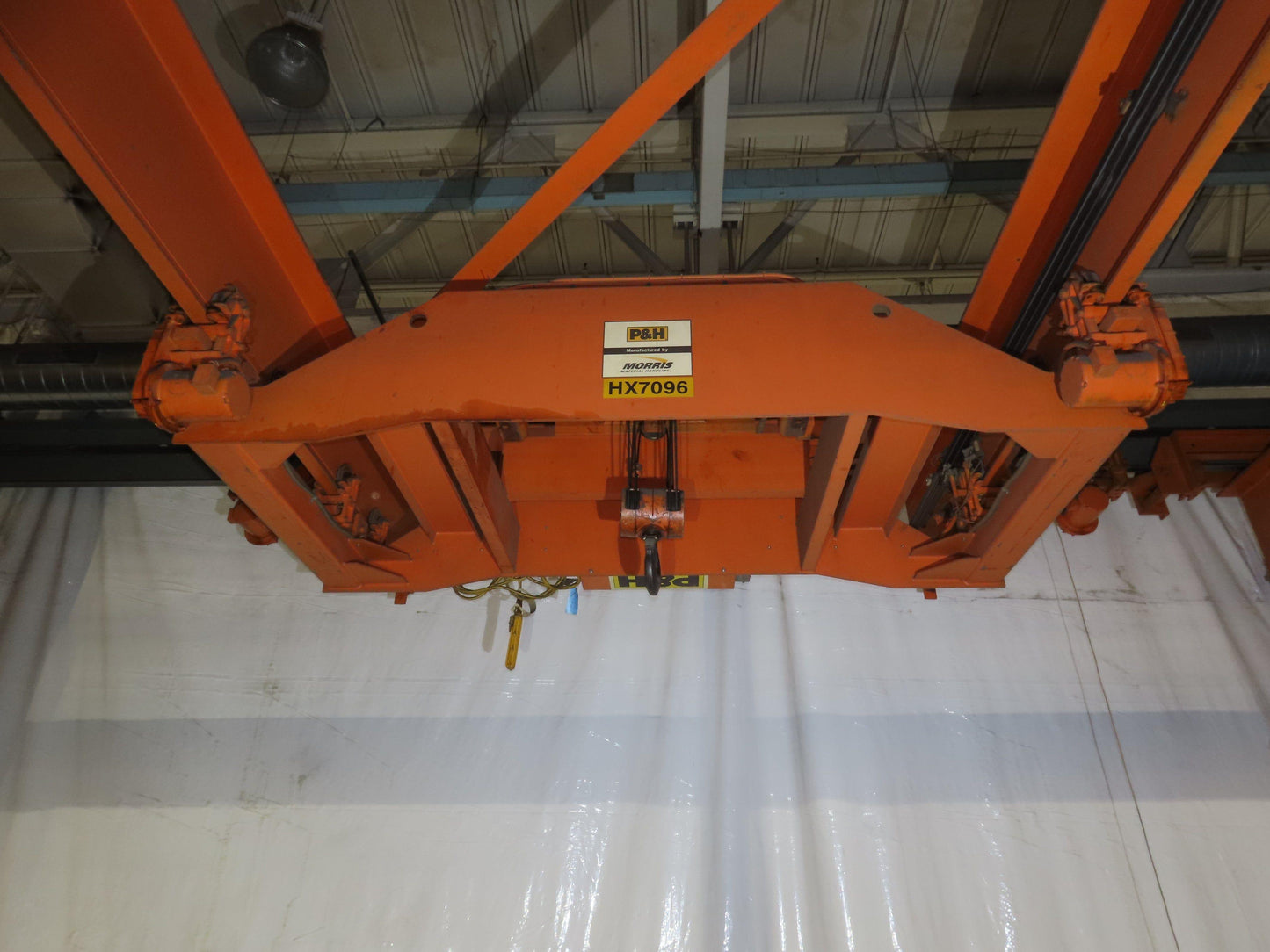 Cleveland Tramrail P&H 15 Ton Double Girder Underhung Bridge Crane 45' Span