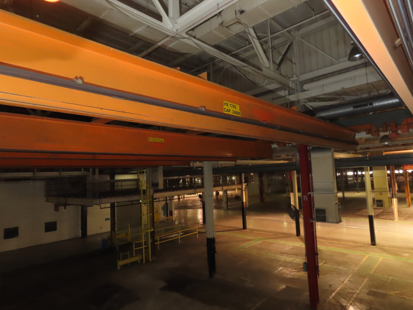 Cleveland Tramrail P&H 12 Ton Double Girder Underhung Bridge Crane 45' Span